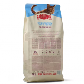 Ултра премиум суха храна за кастрирани котки Carnilove TRUE FRESH Fish & Turkey Dry food for Sterilised Cats с 44% прясна риба и 26% прясно пуешко месо 400гр